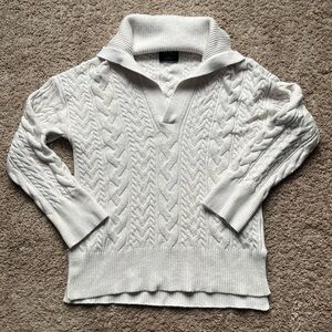 Abercrombie Women's YPB Active Johnny Collar Sweater in Cream, Size Small